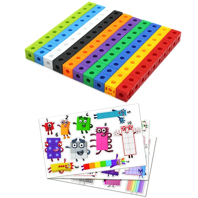 

100pcs Mathematics Linking Cubes Numberblocks Interlocking Multilink Counting Blocks Kids Learning Educational Children Toy Gift