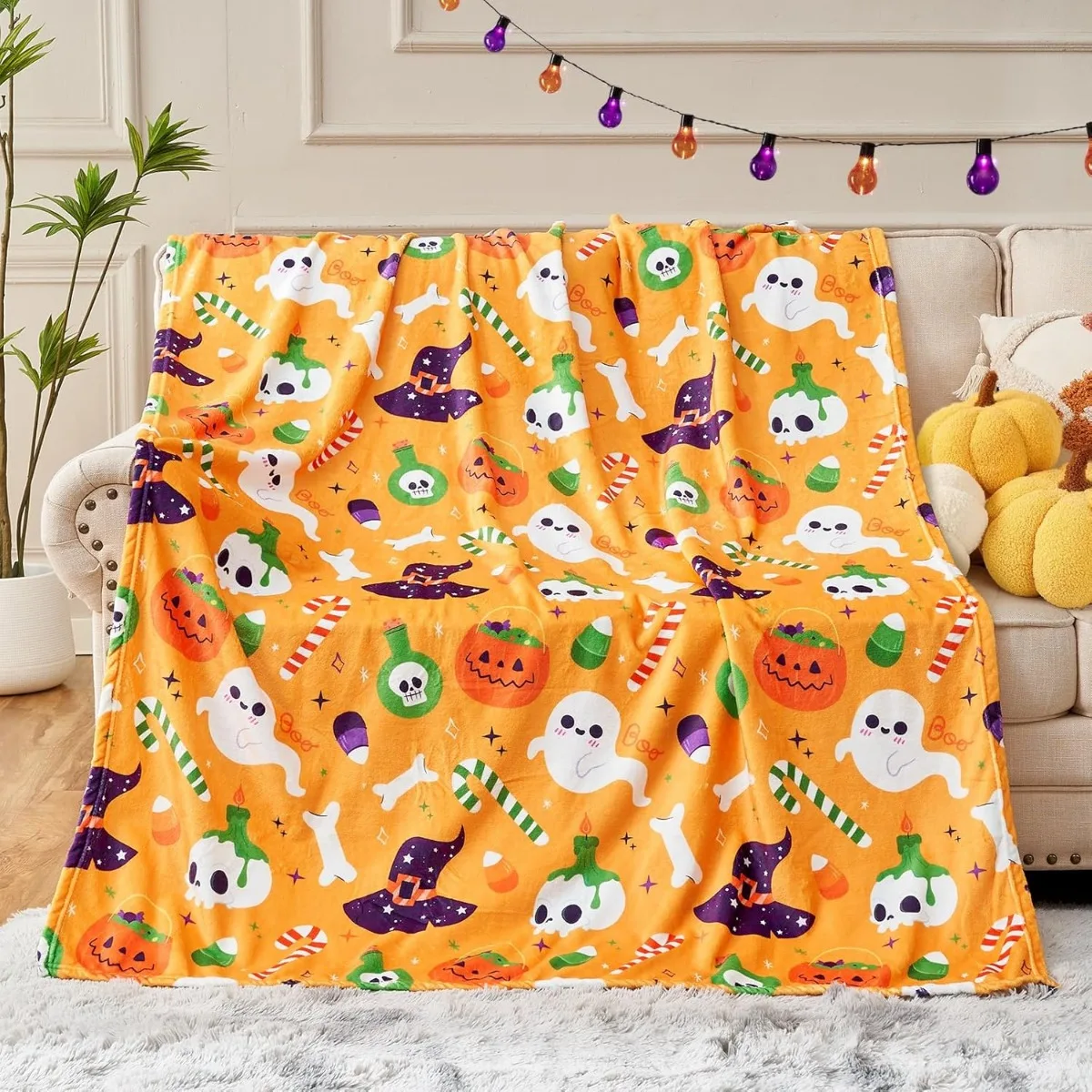 Одеяло на Хэллоуин для детей одеяло с тыквой мягкое дивана и кровати 50x60 дюймов