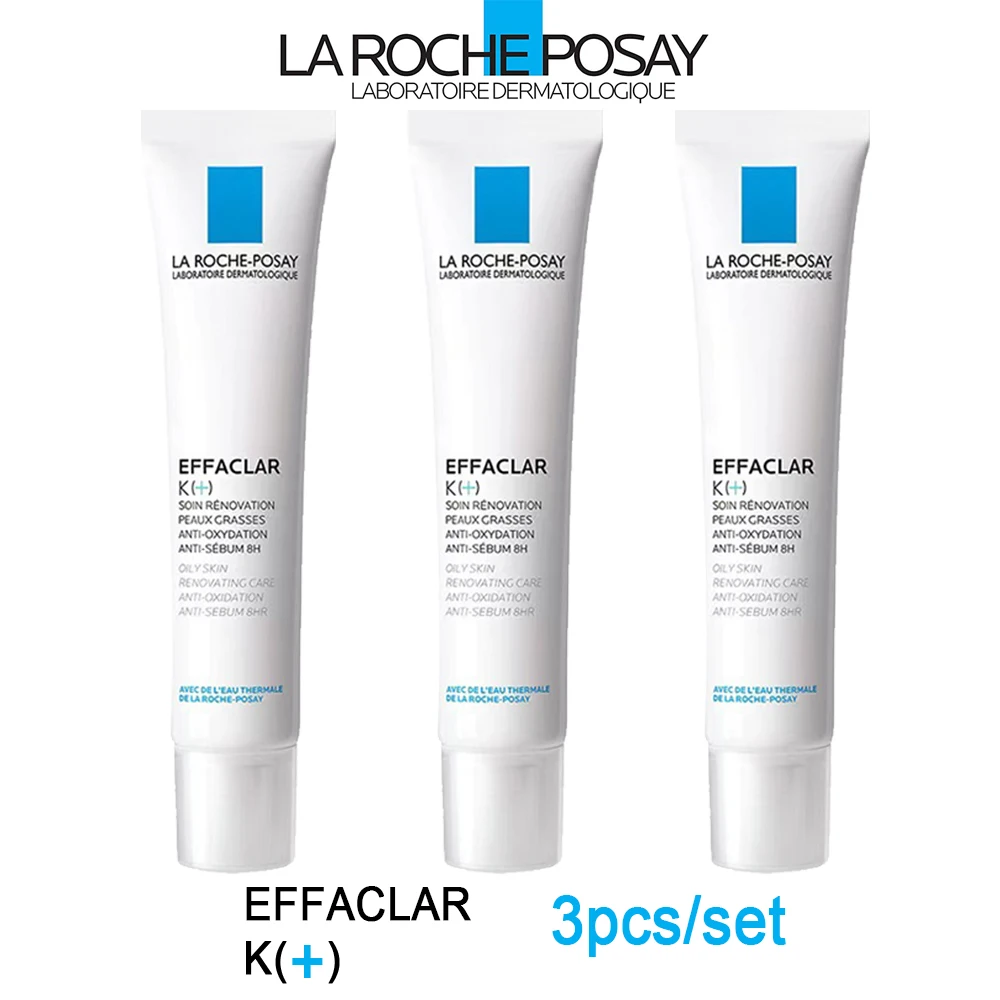 

3Pcs La Roche Posay EFFACLAR K+ Acne Treatment Cream Removal Pimple Blackhead Oil Control Pore Reduction Salicylic Acid Gel 40ml