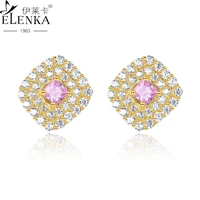 luxury morganite gemstone stud earrings for women solid 925 sterling silver diamond zircon wedding christmas gifts fine jewelry