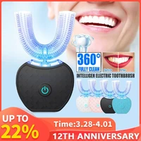 360 degrees automatic sonic electric toothbrush u type 4 modes tooth brush usb charging tooth whitening blue light