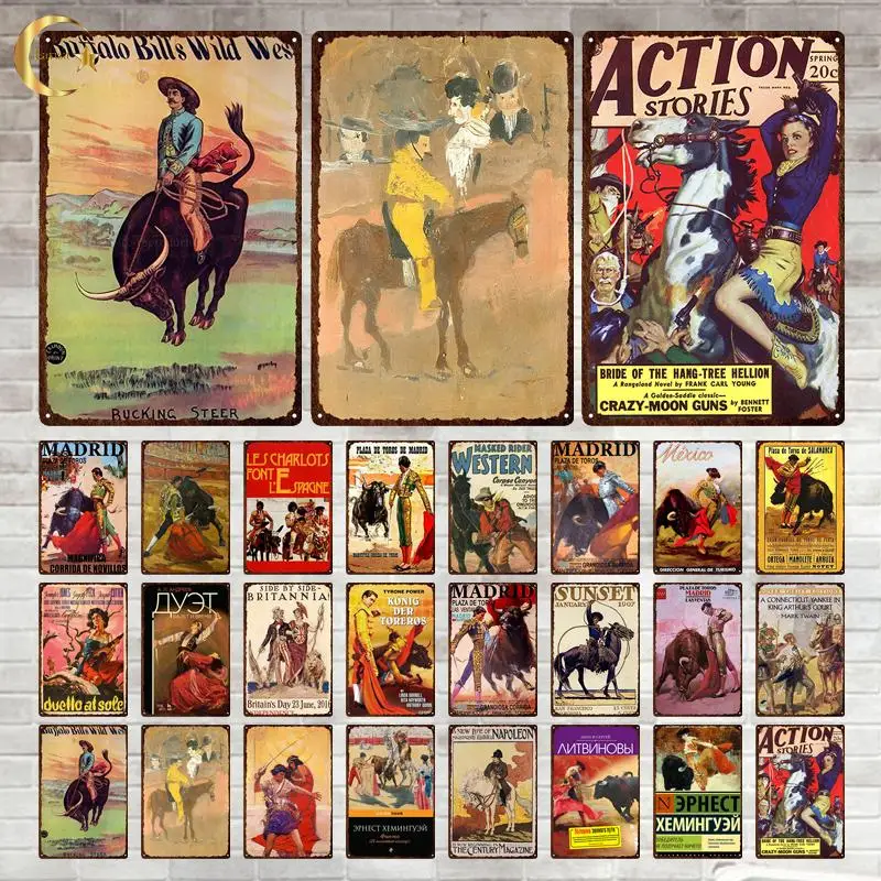 

Western Cowboy Retro Metal Tin Sign Ride Horse Art Poster Bar Pub Cafe Wall Plates Vintage Plaque Metal Painting Home Decor