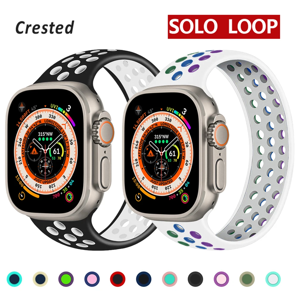 

Silicone Solo Loop Strap for Apple Watch Band 44mm 40mm 45mm 41mm 38mm 42mm Elastic bracelet iWatch Series 3 4 5 SE 6 7 8 Ultra