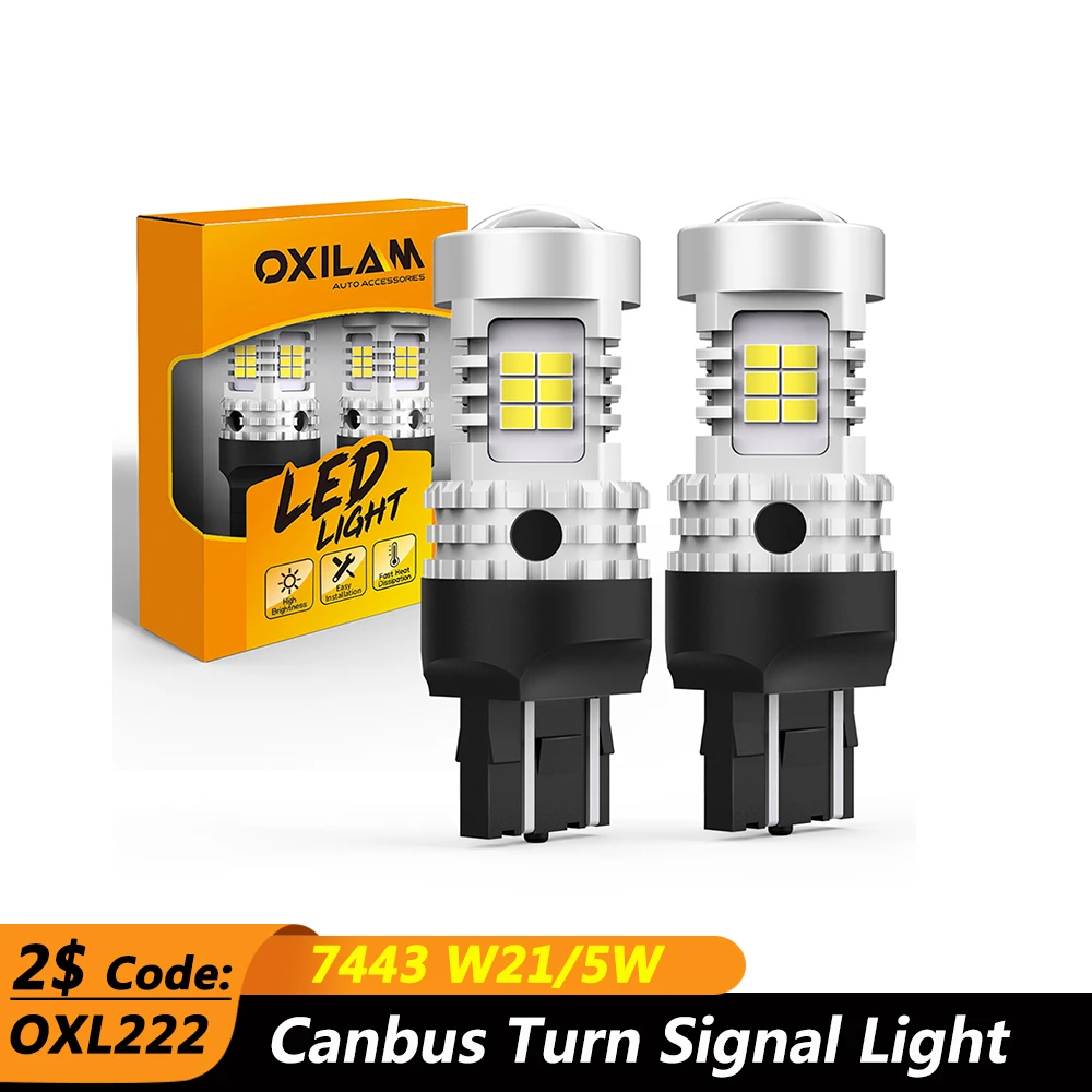 OXILAM 2 шт. Canbus 7443 W21/5 Вт поворотник лампа T20 7440 WY21W BA15S BAU15S безошибочные автомобильные индикаторы 12 в 21 Вт 3020 SMD 360