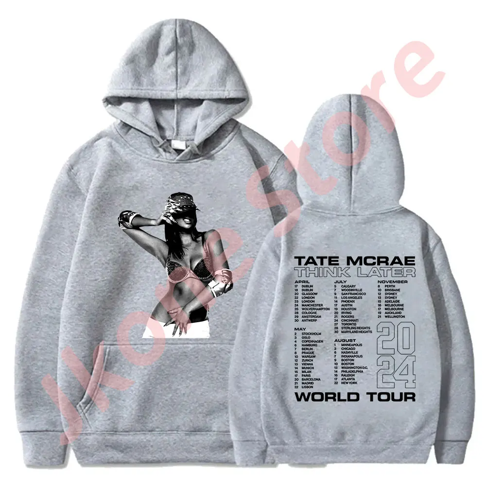 Tate McRae Think After World Tour Merch пуловер толстовки женские и мужские модные повседневные с
