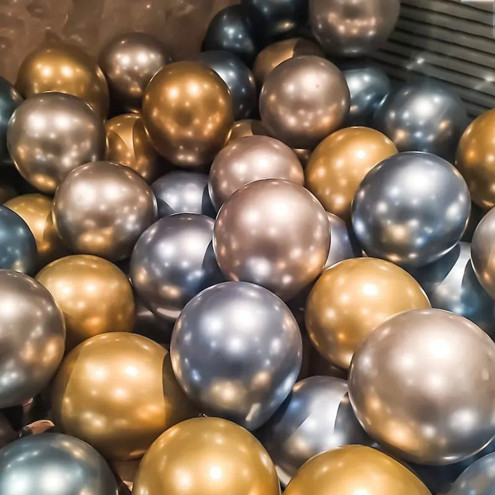 

10/20/30/40 Pcs 10Inch Silver Golden Metal Latex Confetti Balloon Wedding Decorations Matte Balloon Birthday Party Decorations