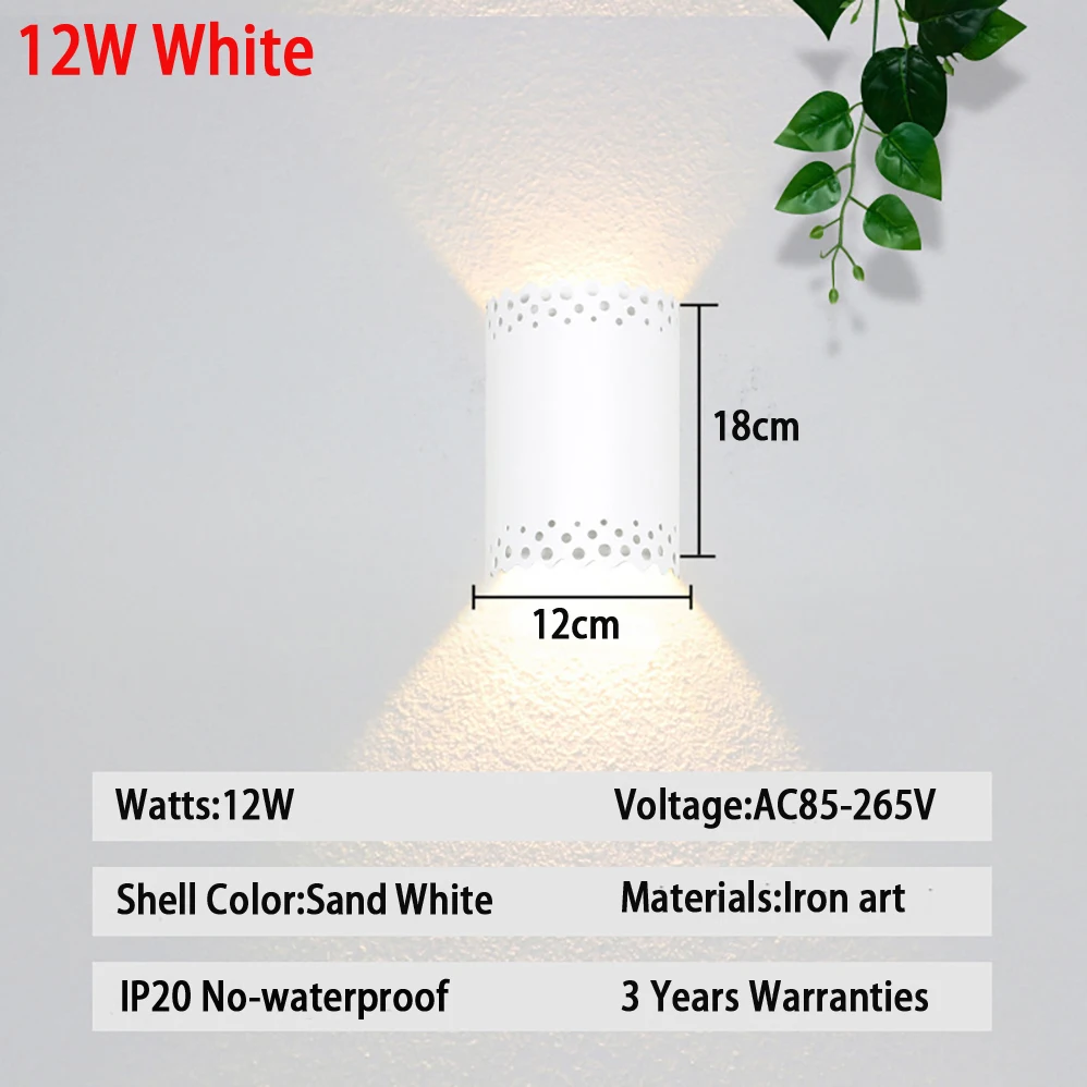 LED Wall Lamp 6W 12W AC85-265V Indoor Modern Minimalist Sand Black and White Color Shell with High Quality 3 Years Warranties