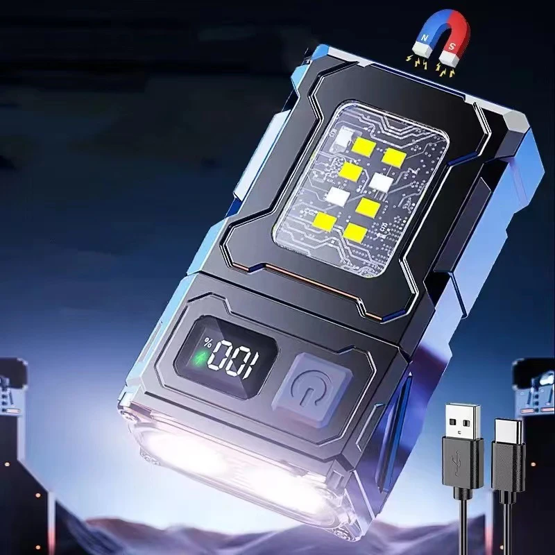 Перезаряжаемый светодиодный магнитный фонарик с задним фонариком