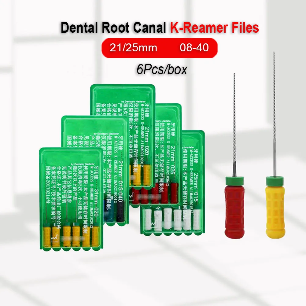 Фото 6 шт./кор. оригинальные файлы для корневых каналов Dentsply K-REAMER Dental Mallefer Access K развертки 21 мм 25 мм ручной инструмент для стоматолога №2