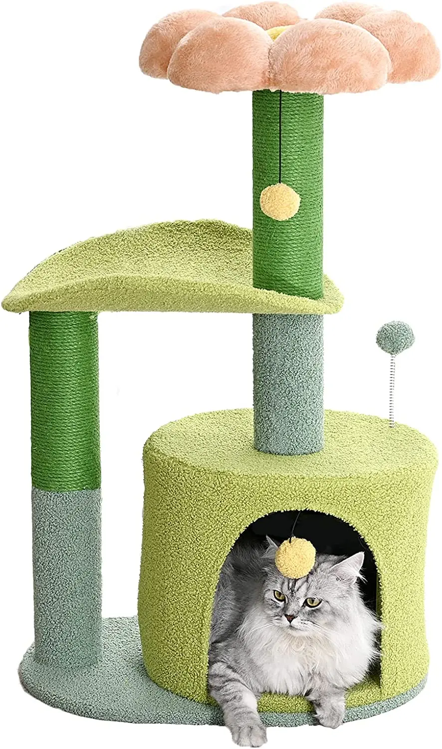 

POPTOP Cat Tree - Pink Flower Tower with Scratching Post for Large Cats,Plush Perches,Cozy Platforms,Small Tree,Kitten Stand,B
