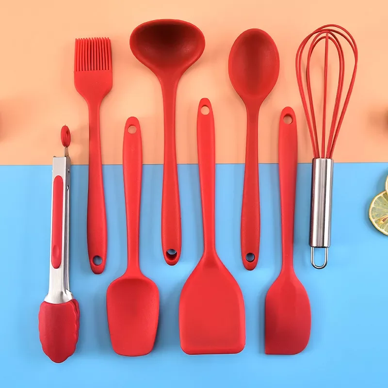 

Silica gel mini kitchen utensils eight sets of cooking and baking utensils auxiliary milk pot spoon small shovel does not hurt