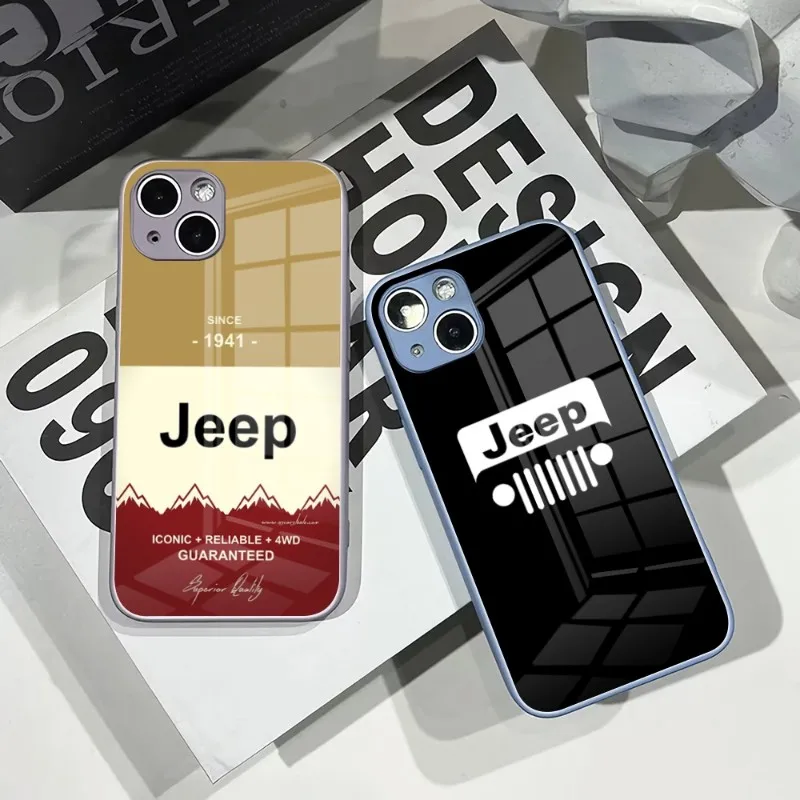 

Камуфляжный чехол для телефона с логотипом спортивного автомобиля Jeep для IPhone 14Pro 13 11 12 XR XS MAX 7/8 X Plus 13 цветов закаленное стекло крутая пара