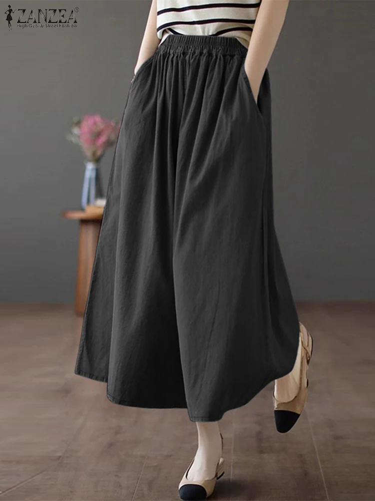 Винтажные брюки осенние повседневные мешковатые с эластичной резинкой на талии