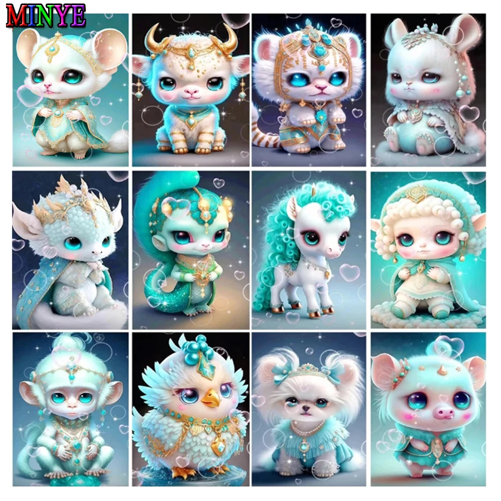 

Алмазная живопись с животными, 12 знаков зодиака, вышивка крестиком 5d, вышивка своими руками, картина из искусственных элементов, рукоделие в подарок