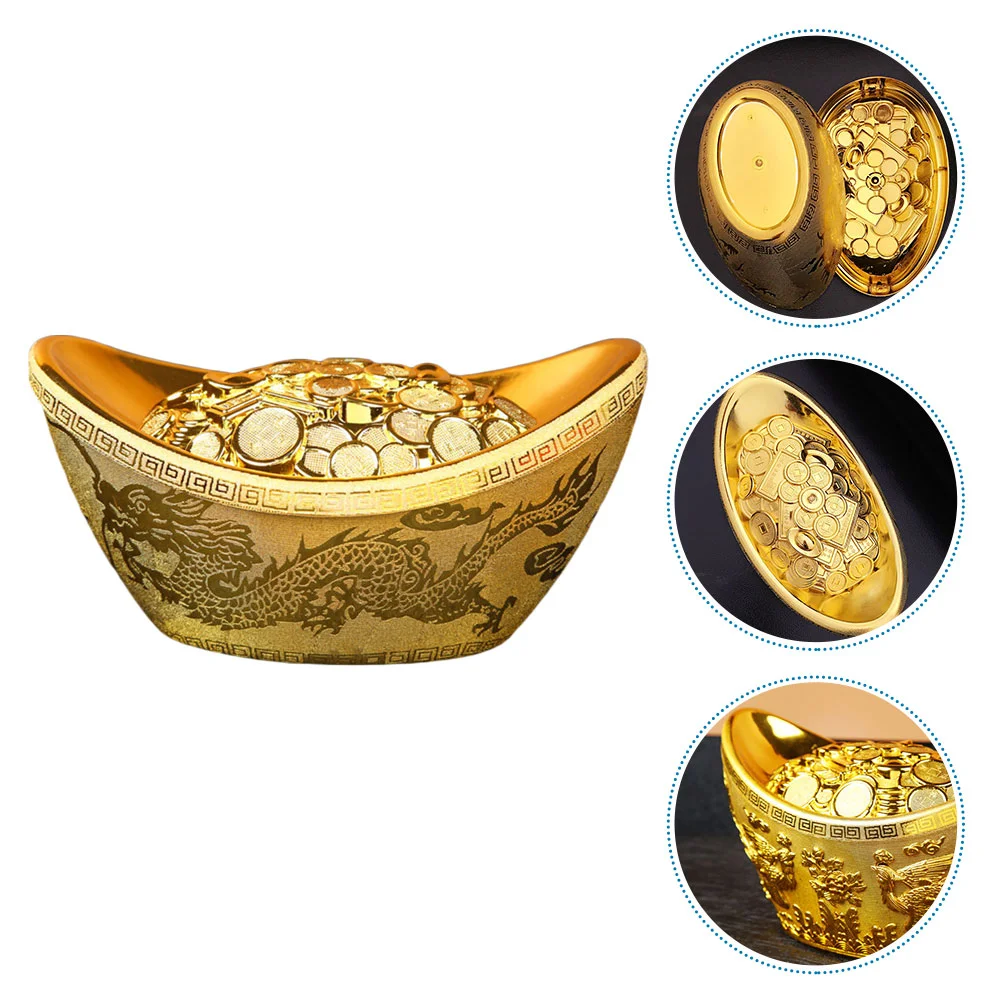 

1PC Gift Giving Wedding Candy Box Delicate Gold Ingot Storage Snack Box (Golden)
