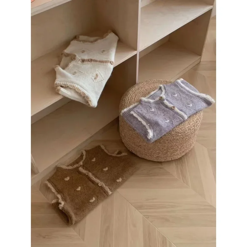 Women's Loose-fit Cardigan Round Neck Knit Vest Spring Autumn 2024 New Style Sweater Shoulder Fashionable Outer Wear |