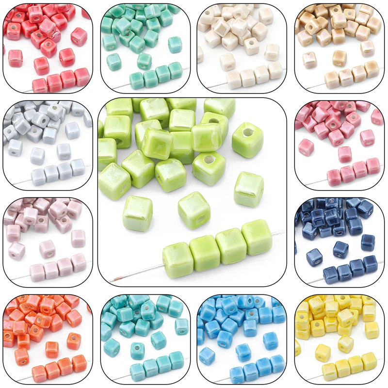 

10Pcs 6mm Colored Square Polymer Clay Ceramic Spacer Beads For DIY Bracelet Necklace Jewelry Findings Making Accessories