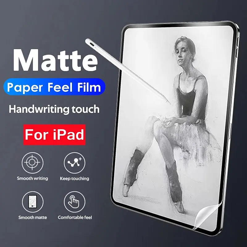 Фото 2 шт. бумажная матовая пленка из ПЭТ для Apple iPad Pro 11 M4 2024, пленка для письма и рисования для iPad Pro 13 M4 2024, защитная пленка для экрана №1