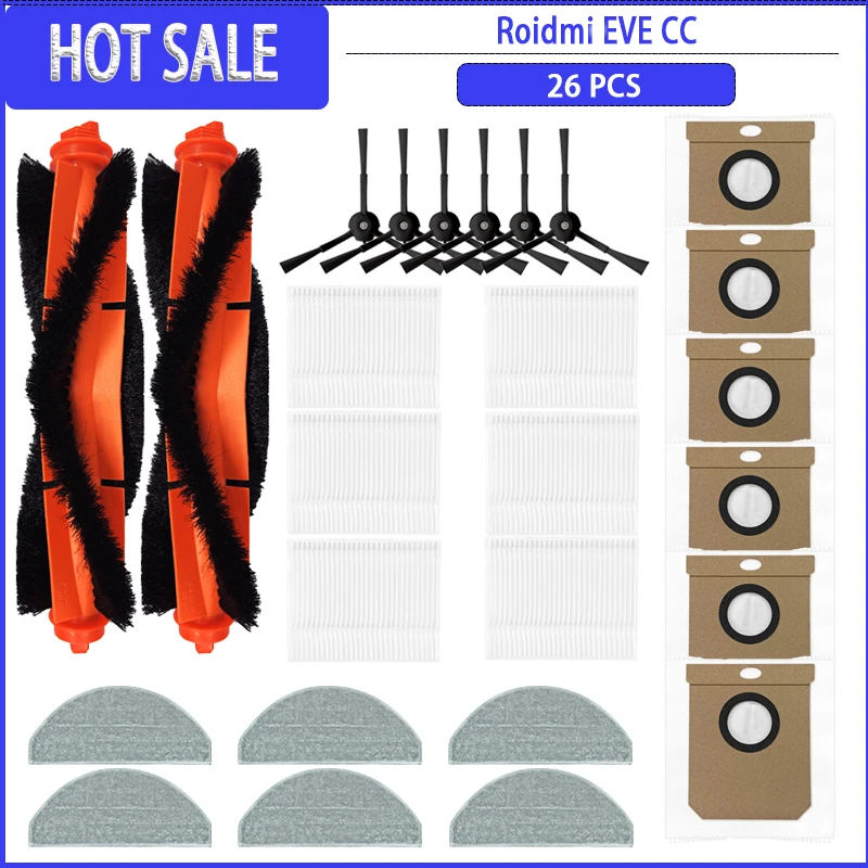 Роликовая боковая щетка HEPA фильтр Швабра пылесборник для Roidmi Eve CC/SDJ12RM запчасти