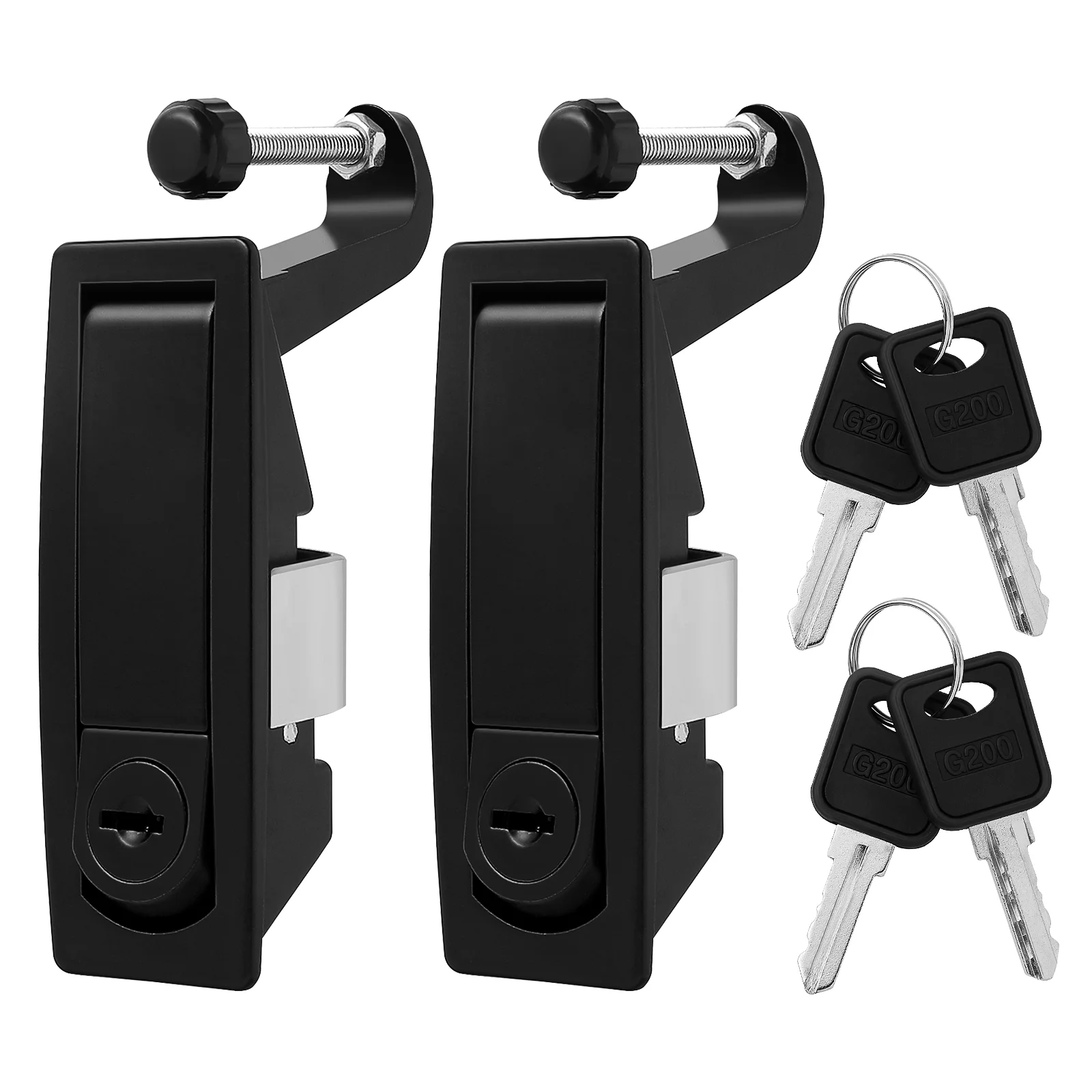 

2 Pcs Adjustable Lever Compression Latches Cabinet Key Locking Flush Door Hand Operated