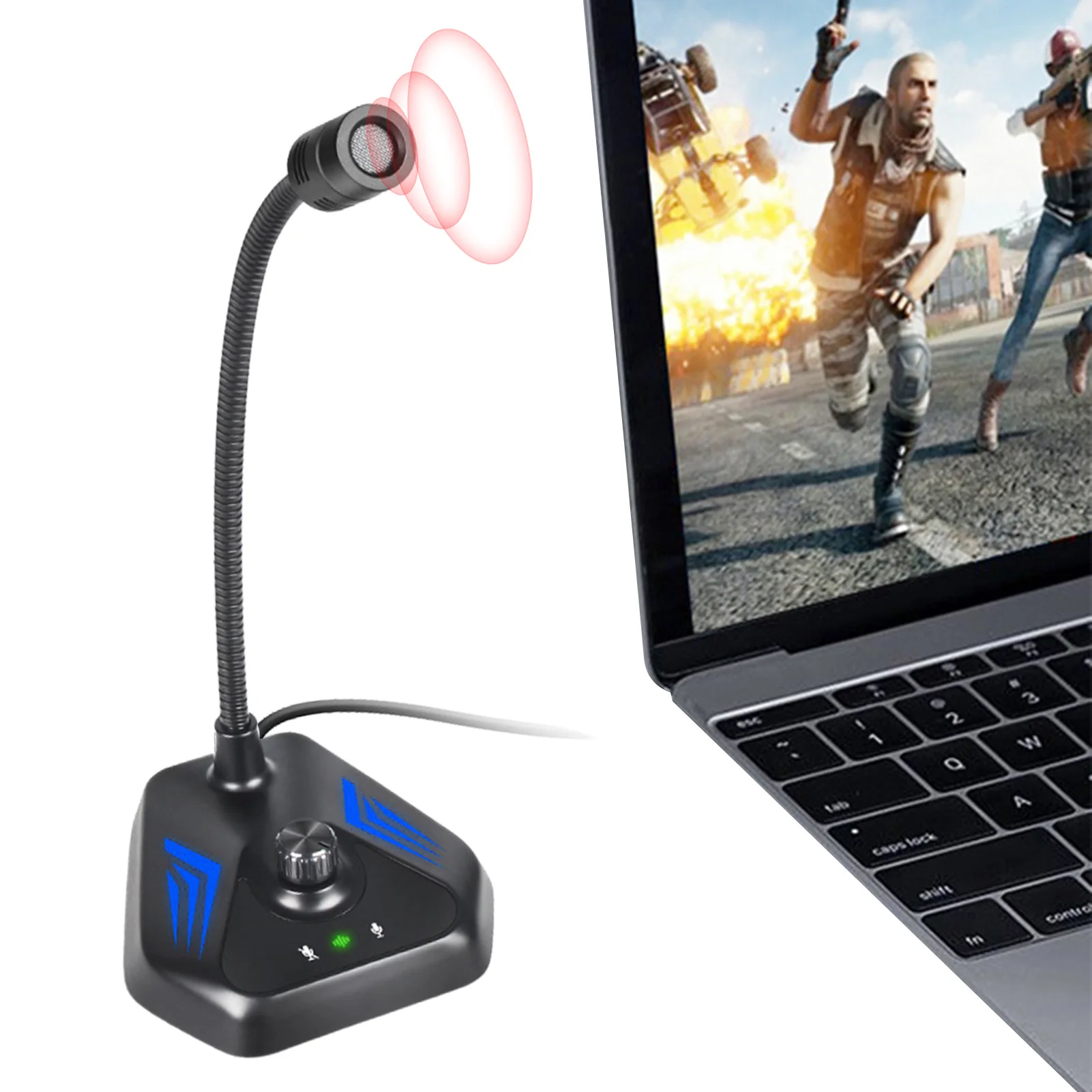 

USB компьютерный микрофон ПК игровой микрофон RGB эффект и беззвучный Боттон идеально подходит для игровых встреч прямая трансляция