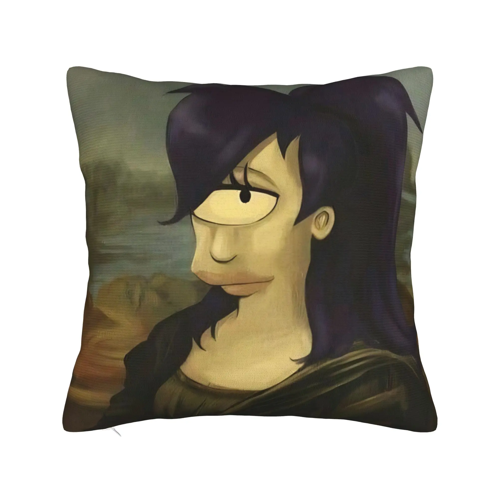 Фото Наволочка F-Futurama Leela Mona Lisa с принтом, полиэстеровая декоративная наволочка для подушки, квадратная, 40x40 см, для дома №1