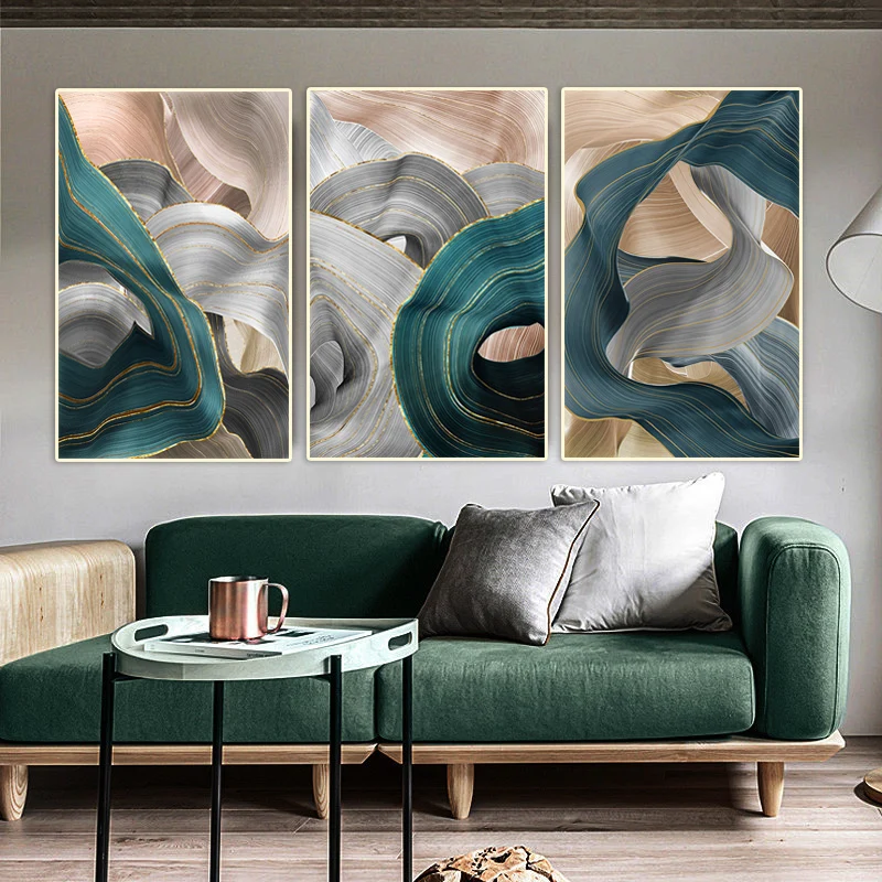 

Luxry Green and Gold Art Paintings Print on Canvas Dropship Posters and Prints Modern Abstract Pictures for Living Room Decor