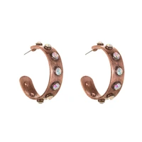 vintage big gold hoops earrings bobo rhinestone round circle earrings for women zinc alloy trendy hiphop rock drop earrings g94