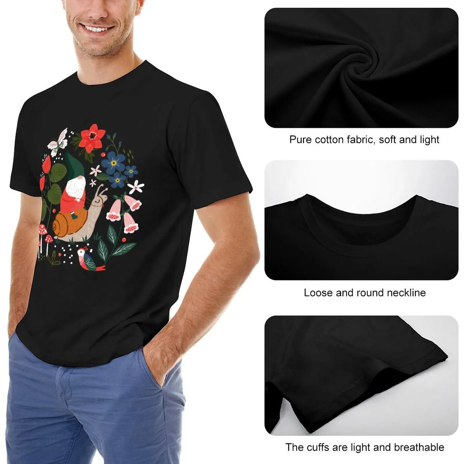 Футболка Причудливый сад гном верхом на улитке футболка большого размера с