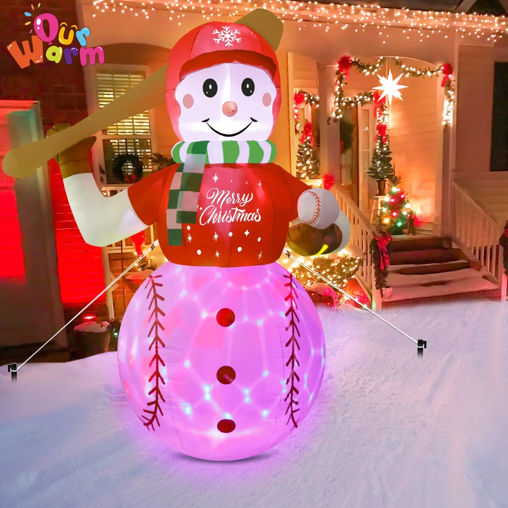 

Рождественские надувные бейсбольные Снеговики OurWarm, 6 футов, уличные украшения со встроенными светодиодами для двора, лужайки, сада, украшен...