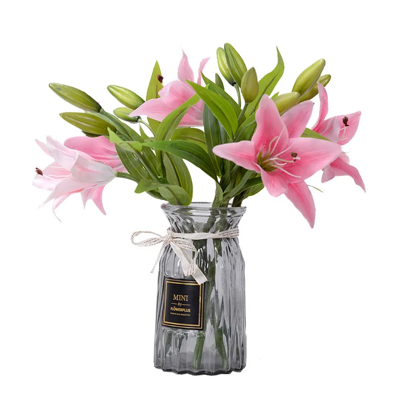 

Faux Lily Flowers 36cm/14'' Artificial Lilies for Vase Filling for Home Living Room Shop Wedding Party Decor Graveside Flowers