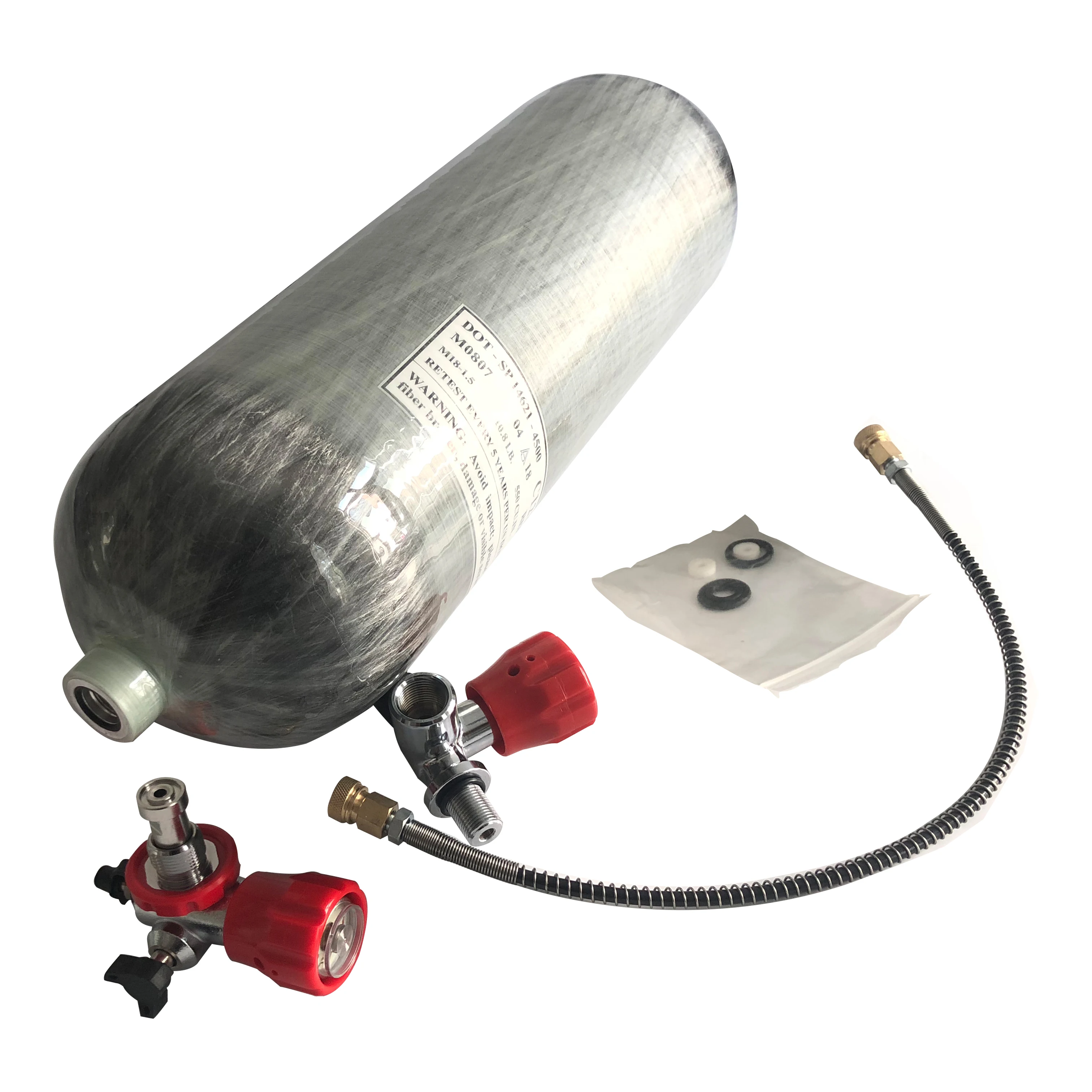 ACECARE 9L DOT Certified Scuba Diving Tank 300Bar/4500Psi/30Mpa With Red Gauge Valve And Filing Station