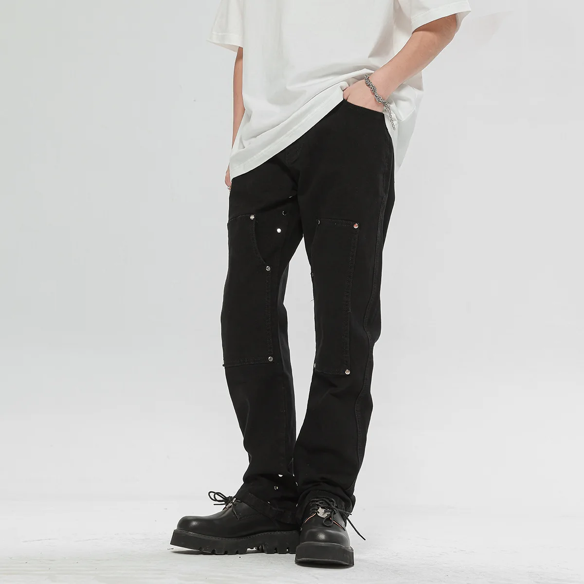 Джинсы из микро-дема в американском стиле мужские модные брендовые джинсы High Street