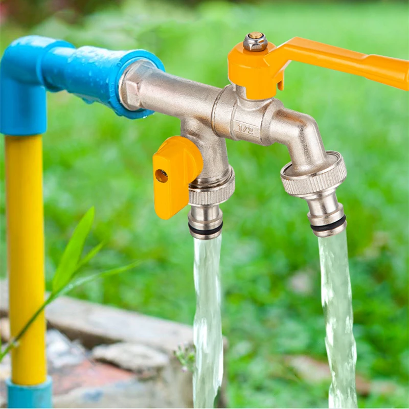 

Garden Hose Faucet Adapter 1/2'' IBC Water Tank Connector 2-Way 1-Way Irrigation Brass Tap Joint Replacement Fitting Ball Valve