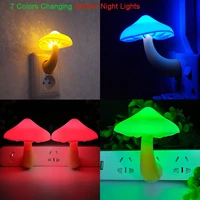 7 colors changing led mushroom night lights light control sensor wall lamps us plug sensing brightness lighting lamp for bedroom