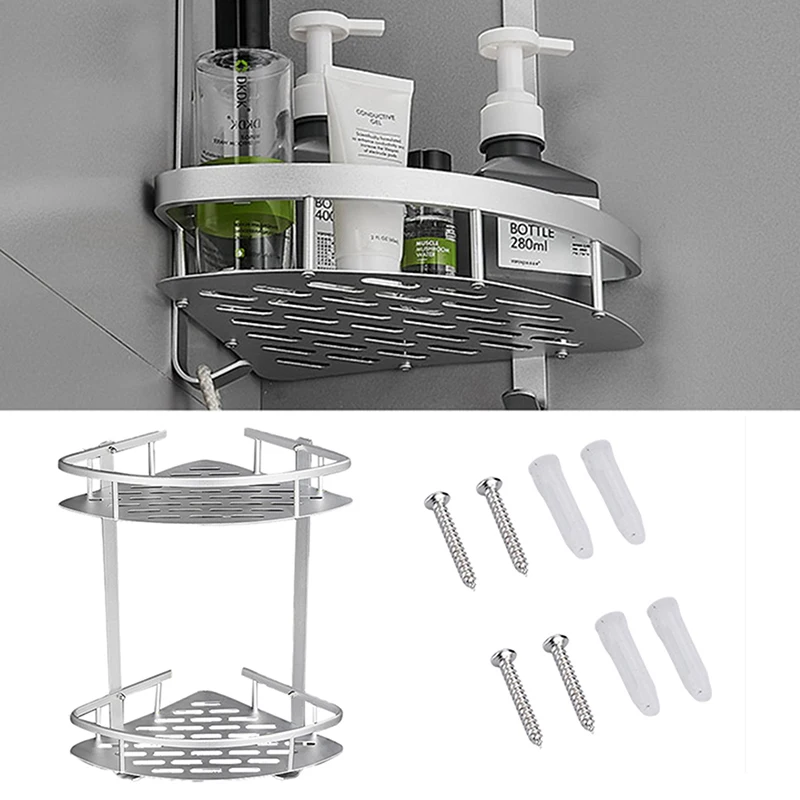 

Стеллаж для душа и ванной комнаты, угловая алюминиевая полка для хранения, настенный органайзер треугольной формы на 2/3 слоев, бытовой кухон...