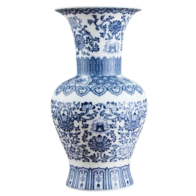 

Старинный китайский стиль Цзиндэчжэнь яичная скорлупа синий и белый красный фарфор каолин Цветочная ваза домашний Декор вазы ручной работ...