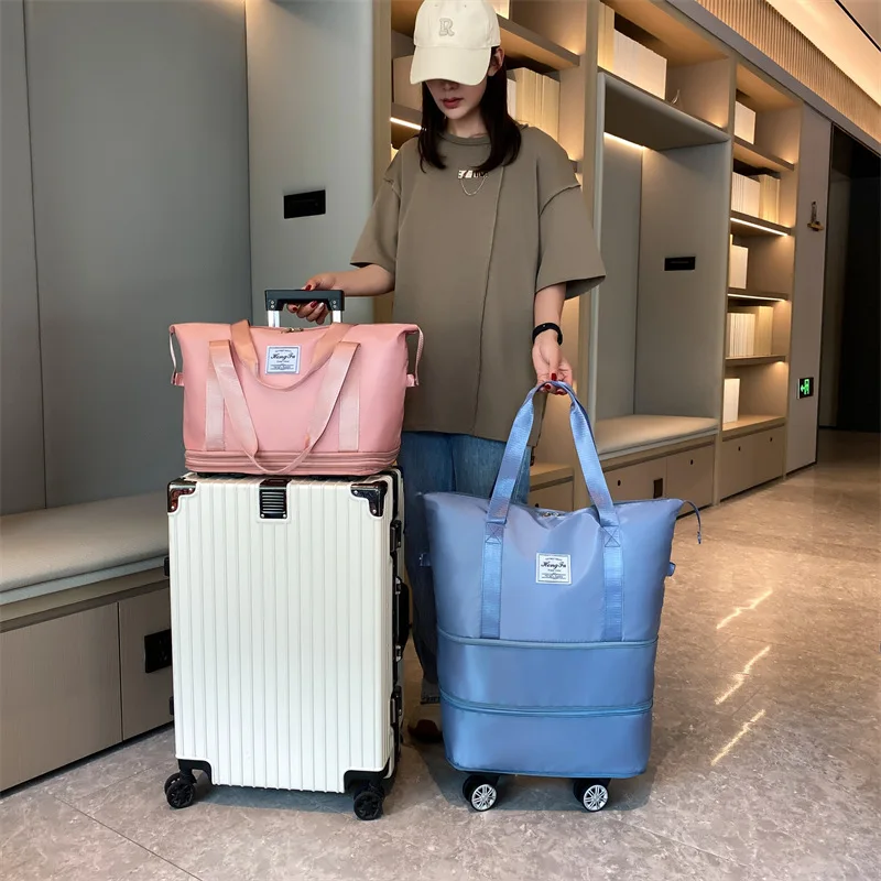 Новая Универсальная Дорожная сумка на колесиках с двумя отделениями женская