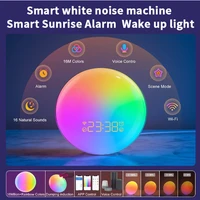 wifi 7 colors smart wake up light workday alarm clock with sunrisesunset smart life tuya app works with alexa google home