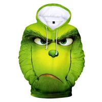 new 3d printing personality mens hoodie green hair monster anime cartoon home clothes boys and girls cute fun fashion hoodies