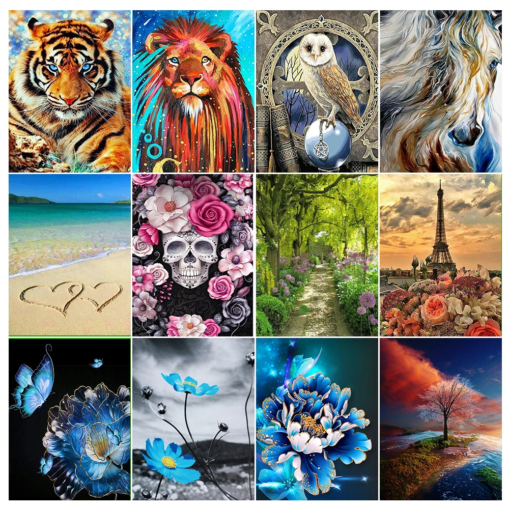 

YOUQU FUN Full Square/round Diamond DIY Animal Diamond Painting Flower Embroidery Cross Stitch Landscape Home Decoration