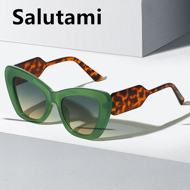 

Vintage Oversized Square Cat Eye Sunglasses For Women New Fashion Brand Green Pink Gradient Sun Glasses Female Sexy Shades Party