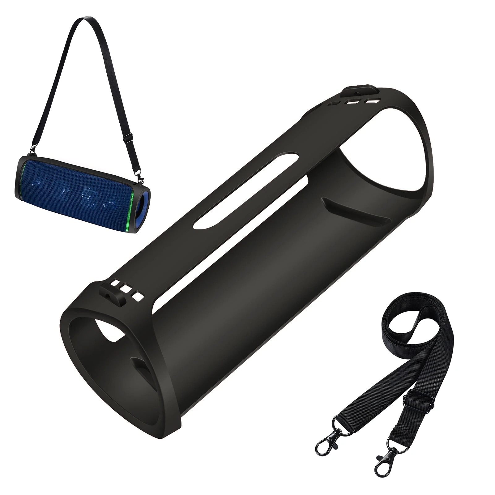 

Newest Outdoor Travel Silicone Case Cover With Strap Carabiner for Sony SRS-XB43 Portable Wireless BT Speaker