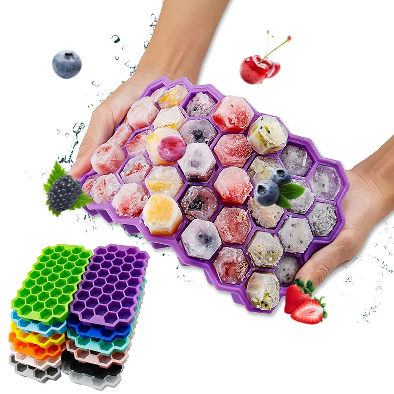 

Honeycomb Ice Cube Trays 37 Grids Reusable Silicone Ice cube ice cream Mold BPA Free Ice maker with Removable Lids