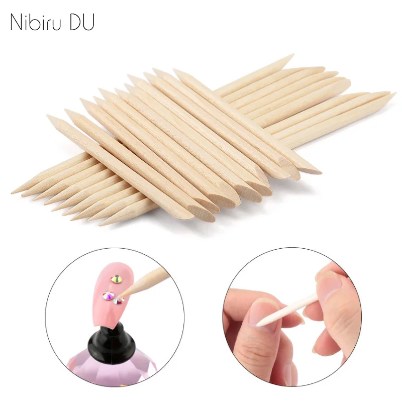 

Tools Orange Nail Pedicure Pusher Remover 50/100 Wooden Rhinestones Cuticle Art Dotting Manicure Sticks Design Wood Care Removal