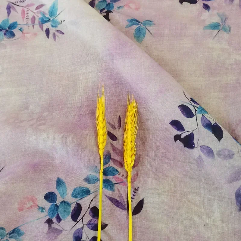 Женское дышащее платье из натуральной ткани рами длинное летнее с цифровым