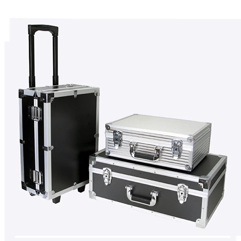 Large Trolley Box Toolbox Aluminum Alloy Portable Case Display Household Storage Hardware Equipment Instrument Collecting