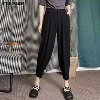 women chic fashion with seam detail office wear pants vintage high waist zipper fly female ankle trousers mujer clothes