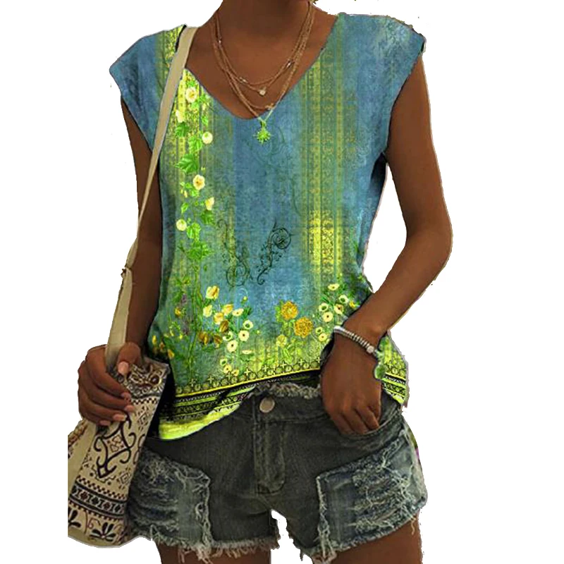 Женская Пляжная футболка без рукавов с принтом заката гавайская майка летний