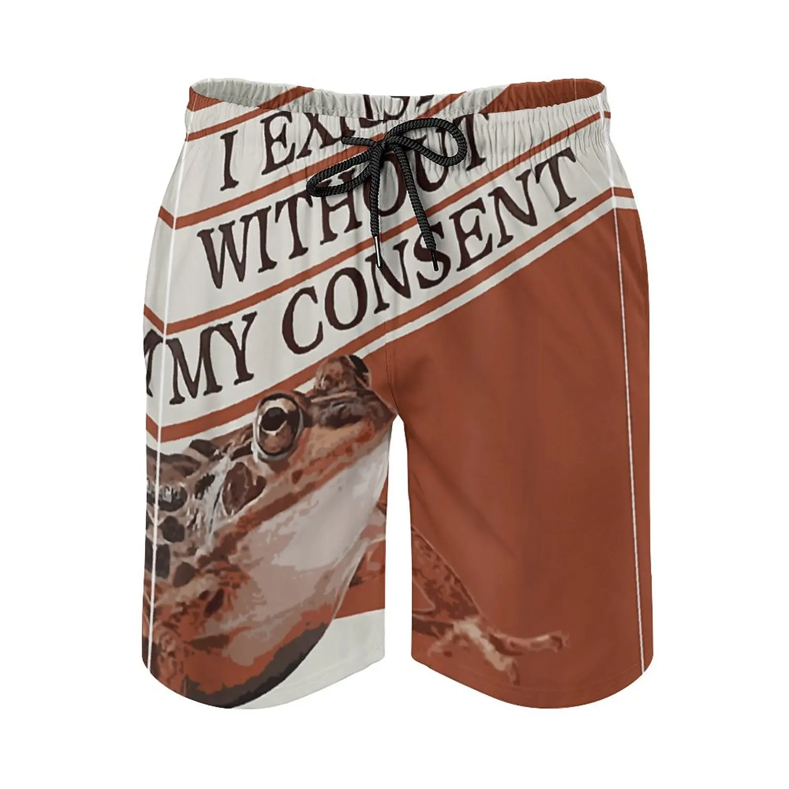 

Beach Pants Anime Beach I Exist Without My Consent Frog 3 Breathable Quick Dry Novelty Basketball Adjustable Drawcord Loose Elas